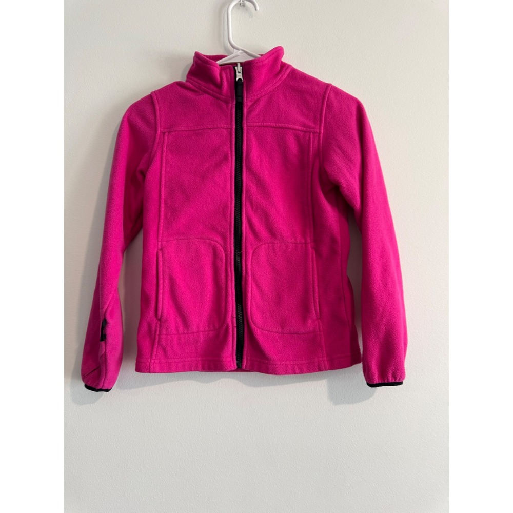 Lands End Full‎ Zip Fleece Jacket Kids Size S 7-8 Pink Soft Warm spring